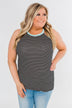 All I Need Striped Tank Top- Aqua & Black
