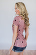 Blooming Romance Floral Glam Pocket Top- Mauve