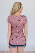 Blooming Romance Floral Glam Pocket Top- Mauve