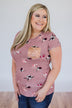 Blooming Romance Floral Glam Pocket Top- Mauve