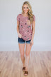 Blooming Romance Floral Glam Pocket Top- Mauve