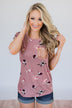 Blooming Romance Floral Glam Pocket Top- Mauve