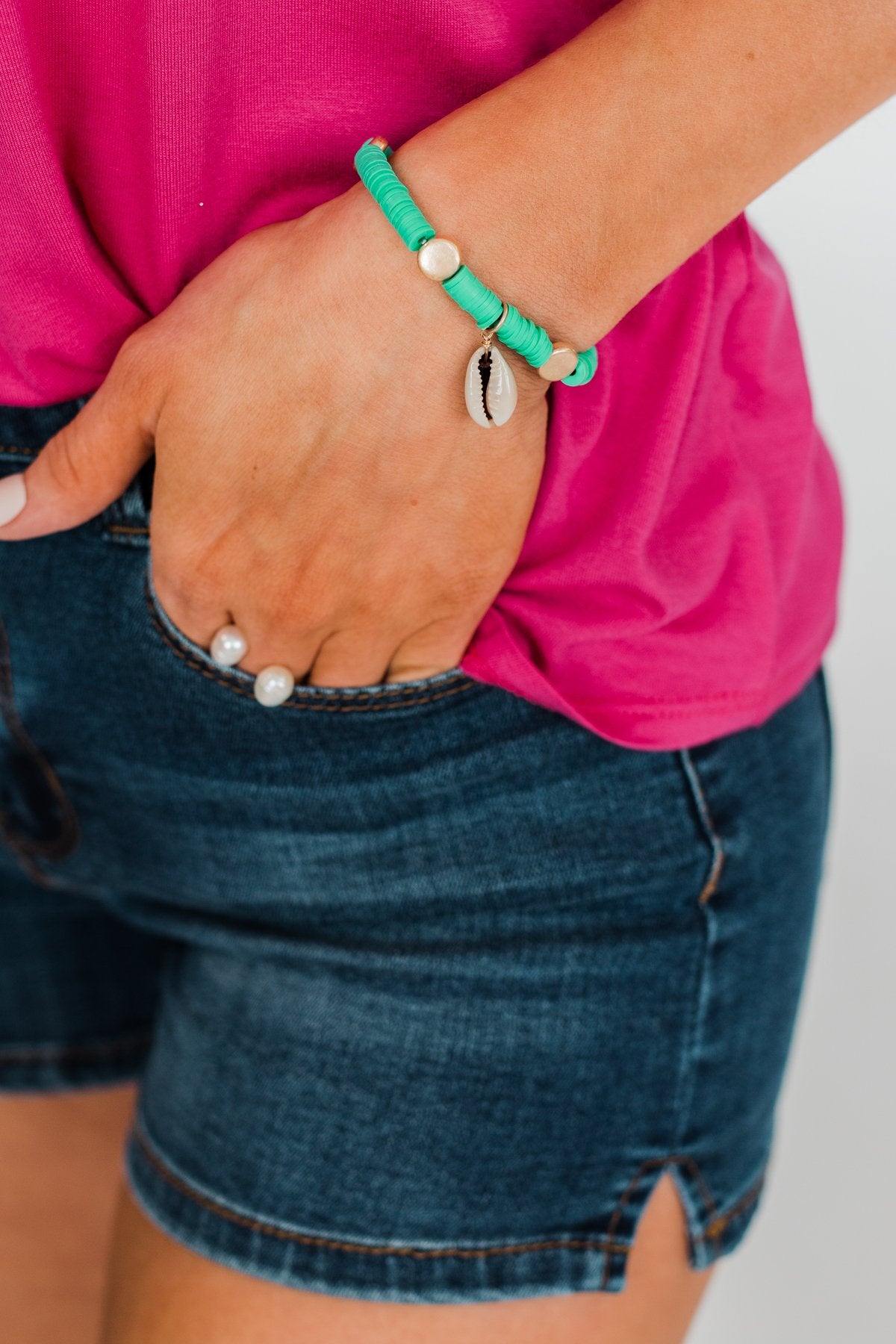 Single Seashell Bracelet- Turquoise