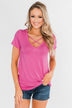Meet Me Here Short Sleeve Top- Magenta