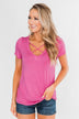 Meet Me Here Short Sleeve Top- Magenta
