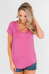 Meet Me Here Short Sleeve Top- Magenta