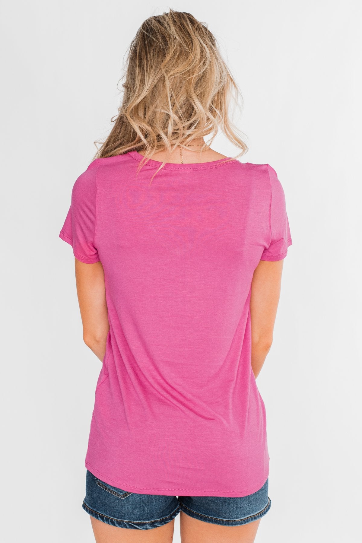 Meet Me Here Short Sleeve Top- Magenta
