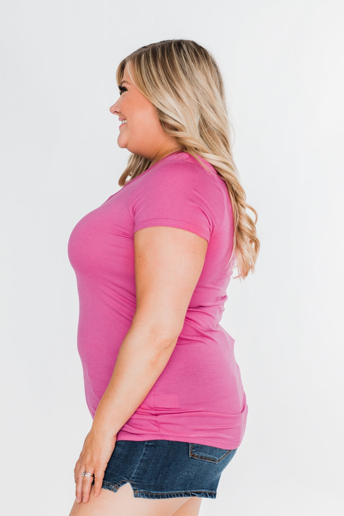 Meet Me Here Short Sleeve Top- Magenta