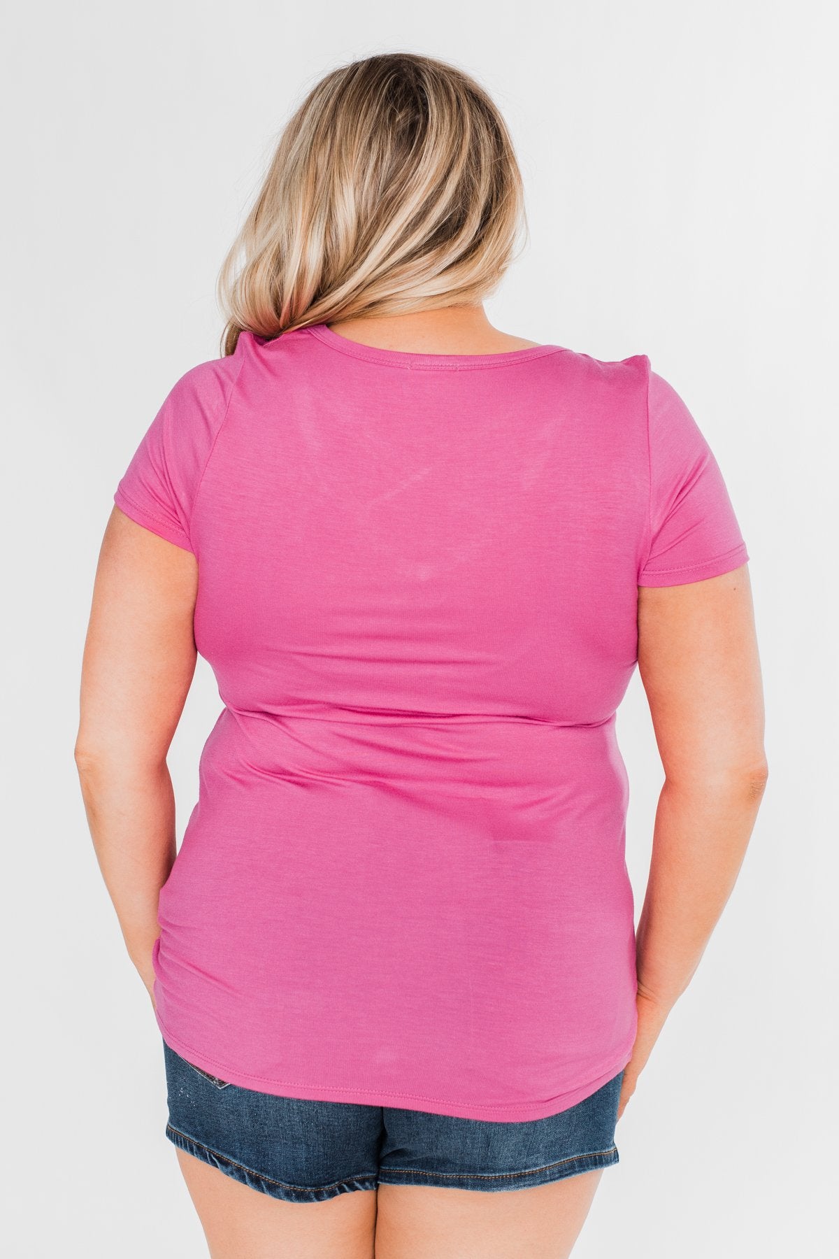 Meet Me Here Short Sleeve Top- Magenta
