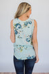 Touch the Sky Floral Tie Tank Top- Mint