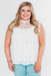 One & Only Lace Detail Sleeveless Top- White