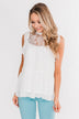 One & Only Lace Detail Sleeveless Top- White