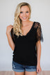 Flattering in Lace Top- Black