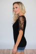Flattering in Lace Top- Black