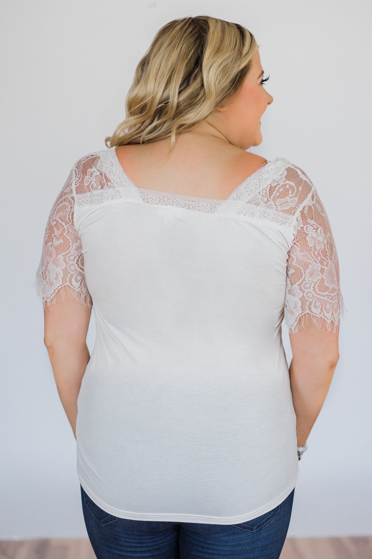 Flattering in Lace Top- Ivory