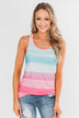 Summer Shades Tank Top- Blue & Pink Tones