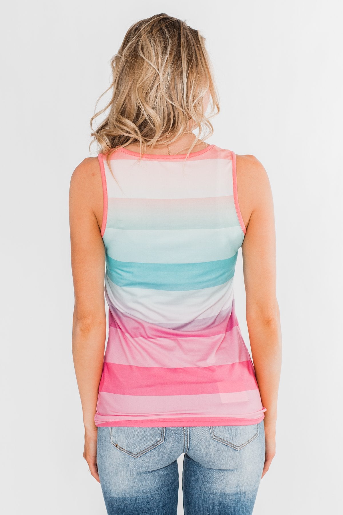 Summer Shades Tank Top- Blue & Pink Tones