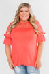 Part Of You Half Bell Sleeve Top- Coral