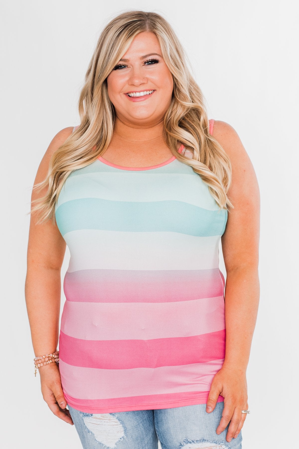 Summer Shades Tank Top- Blue & Pink Tones