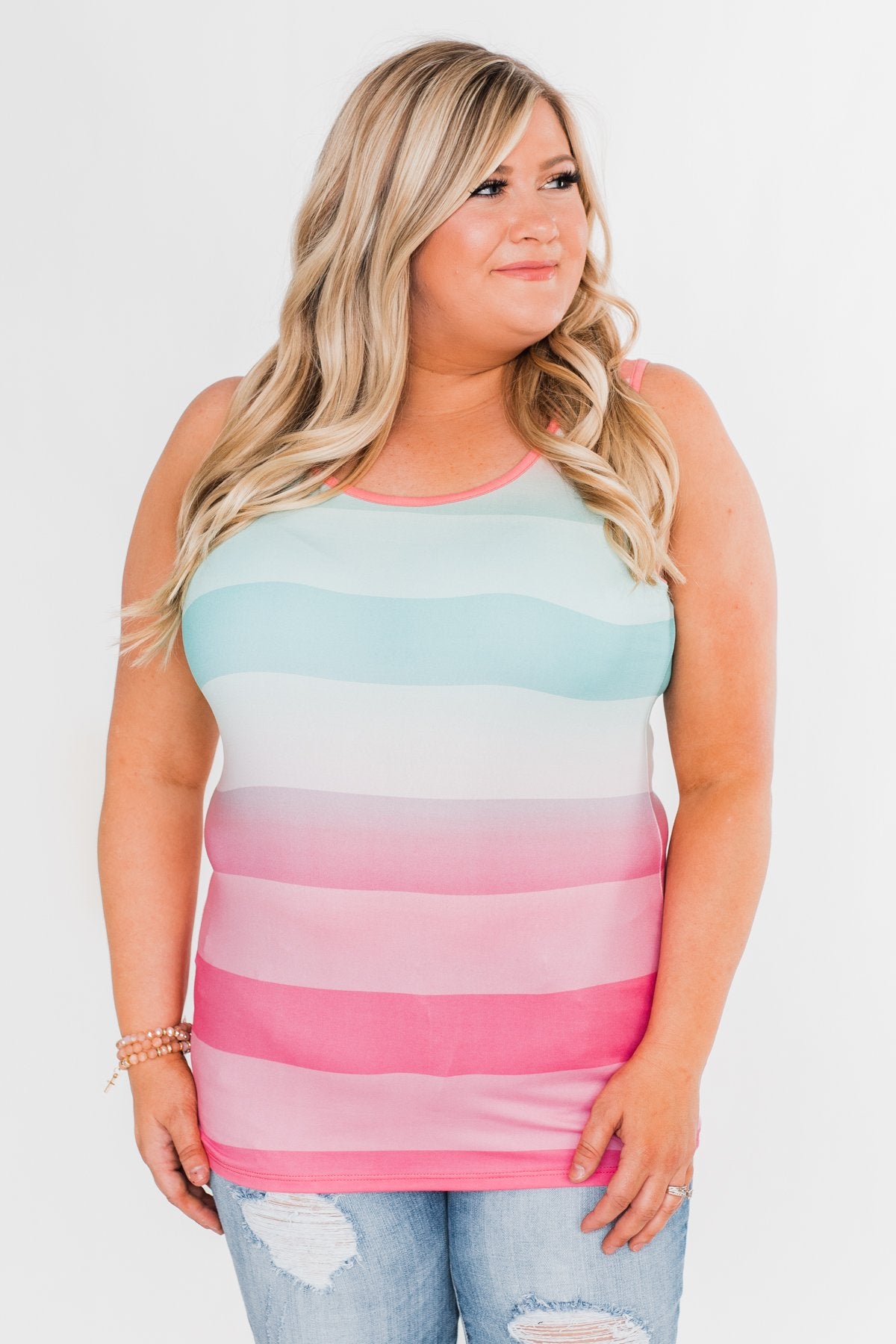 Summer Shades Tank Top- Blue & Pink Tones