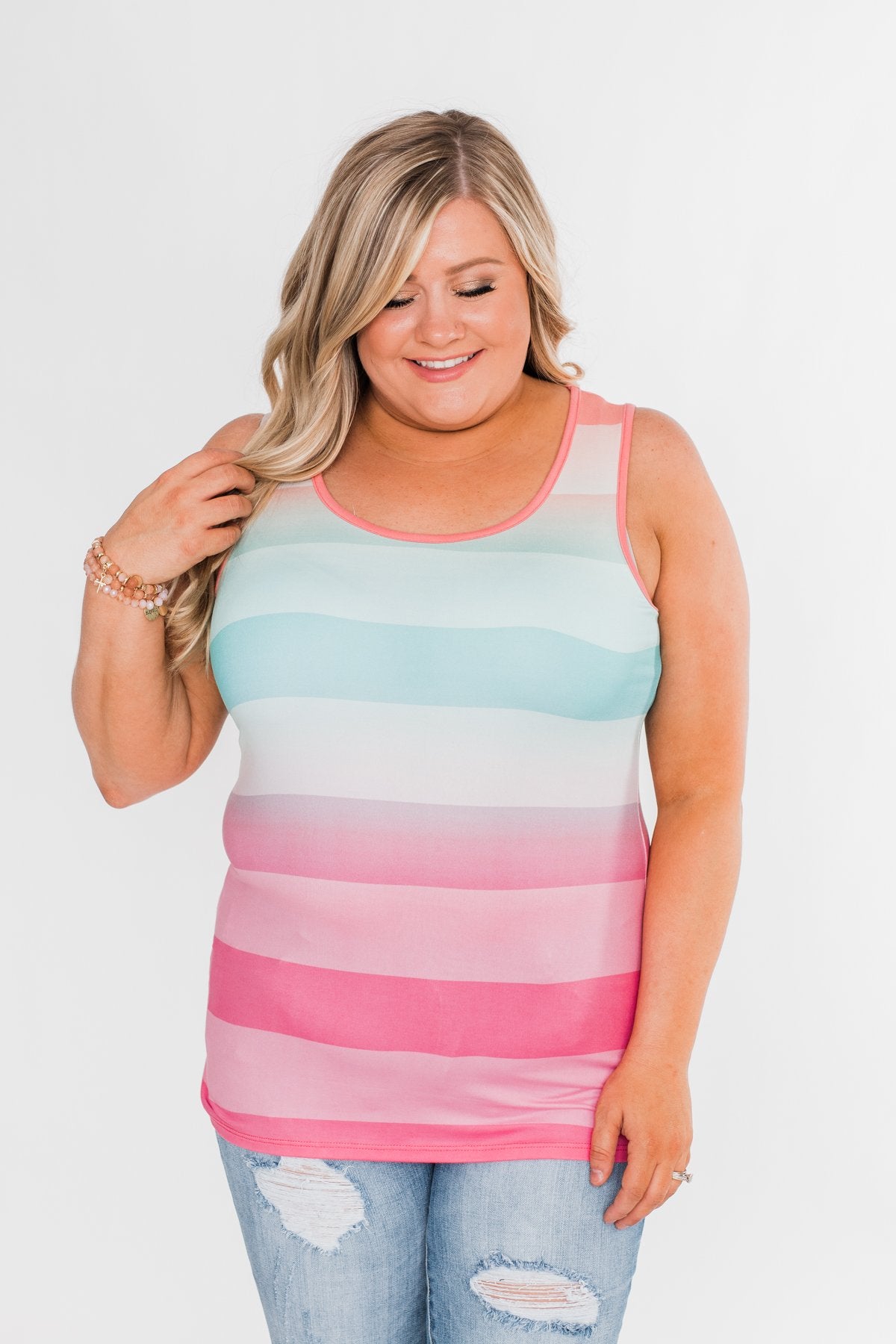 Summer Shades Tank Top- Blue & Pink Tones