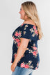 Island Beauty Off The Shoulder Floral Top- Navy