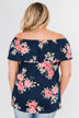 Island Beauty Off The Shoulder Floral Top- Navy