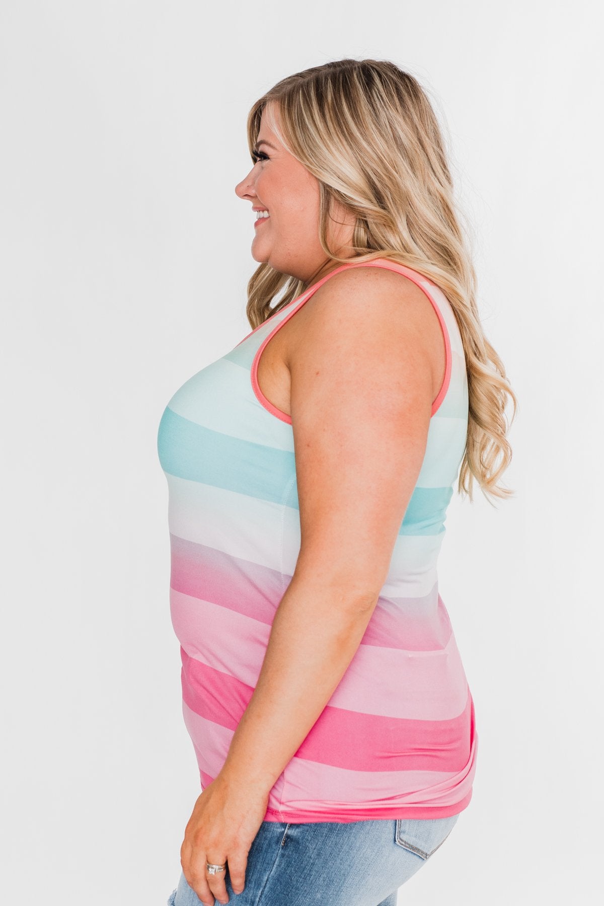 Summer Shades Tank Top- Blue & Pink Tones