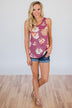I'm All Yours Floral Glam Pocket Tank Top- Berry