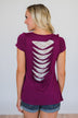 Torn Over You Lace Pocket Top- Magenta