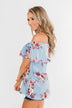Island Beauty Off The Shoulder Floral Top- Sky Blue