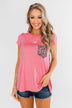 Feeling Fierce Leopard Pocket Top- Pink