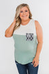Have It All Color Block Tank Top- Slate Green