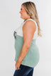 Have It All Color Block Tank Top- Slate Green
