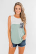 Have It All Color Block Tank Top- Slate Green