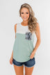 Have It All Color Block Tank Top- Slate Green