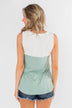 Have It All Color Block Tank Top- Slate Green