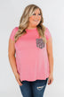 Feeling Fierce Leopard Pocket Top- Pink