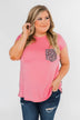 Feeling Fierce Leopard Pocket Top- Pink