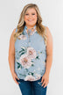 Sweet As Can Be Floral Tie Tank Top- Powder Blue