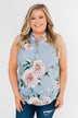 Sweet As Can Be Floral Tie Tank Top- Powder Blue
