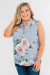 Sweet As Can Be Floral Tie Tank Top- Powder Blue
