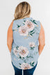Sweet As Can Be Floral Tie Tank Top- Powder Blue