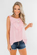 All Eyes On Me Striped Ruffle Tank Top- Pink