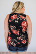 Stretch of Love Floral Wrap Tank Top- Black