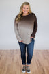 Taking it Easy Ombre Long Sleeve Top- Brown