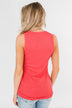 Hello Gorgeous Sequin Pocket Top- Dark Coral