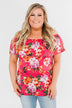 Tropical Oasis Off The Shoulder Floral Top- Fuchsia