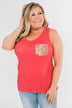 Hello Gorgeous Sequin Pocket Top- Dark Coral