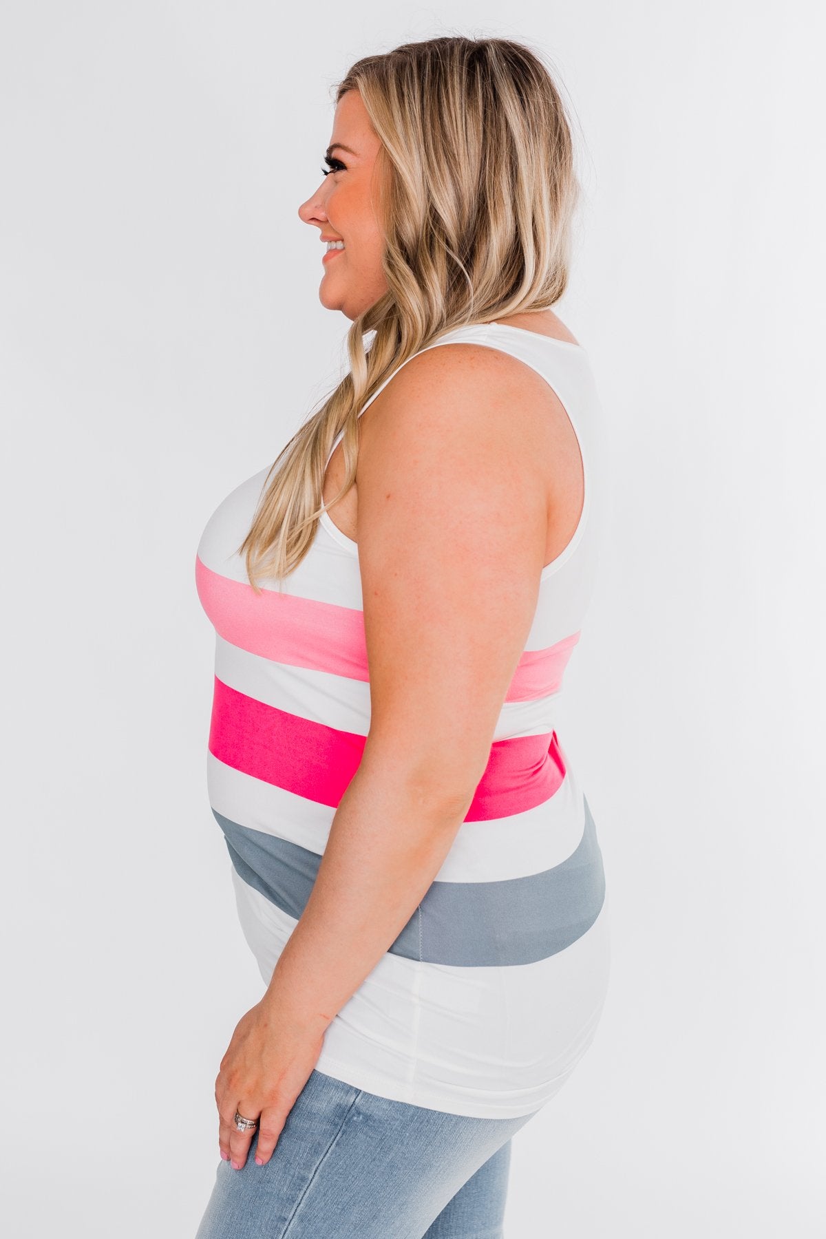 Summer Shades Tank Top- Pink & Ivory